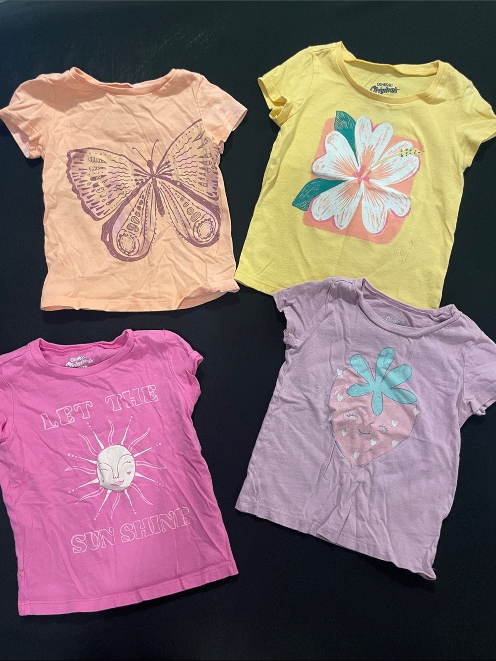 OshKosh B'gosh Girls' Short Sleeve Tee - Yellow Floral Graphic